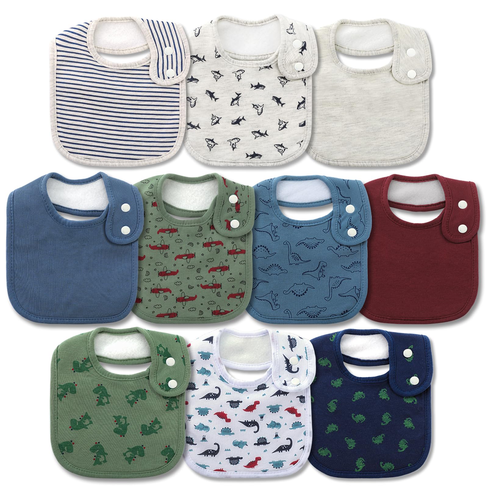 Printed Bibs Pack - 10-Pack Baby Bandana Bibs Soft Absorbent