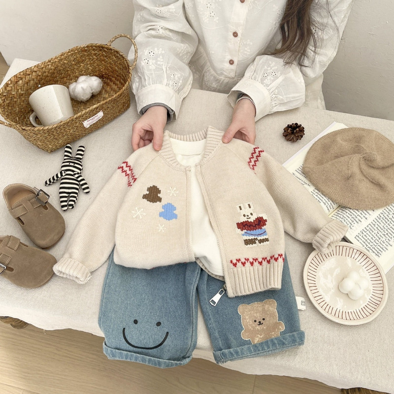 Baby Sweater Early Spring Kore - Knit Cardigan Infant review and price